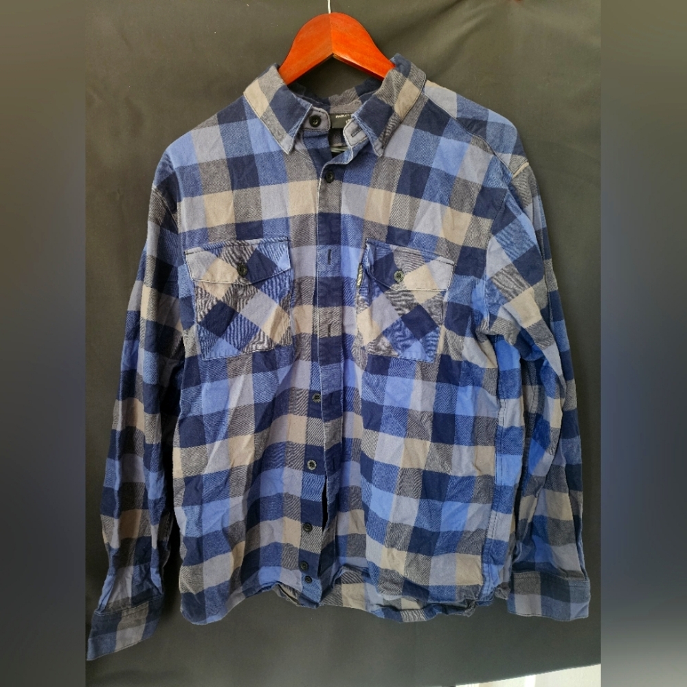 Men's Plaid Shirt Button-down Indian Motorcycle Large
